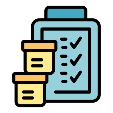 Depo panosu simgesi ana hatları vektörü. Dijital kontrol. Envanter yönetimi rengi düz