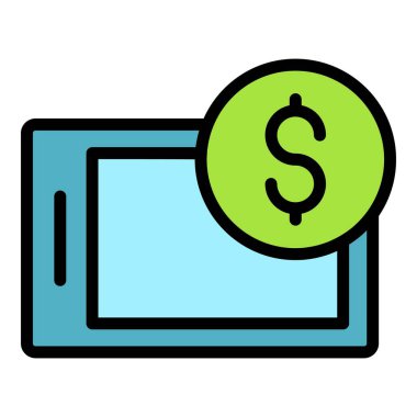 Dijital aygıt simgesi ana hatları vektörü. Bilgisayar mağazası. Dükkan perakende rengi düz