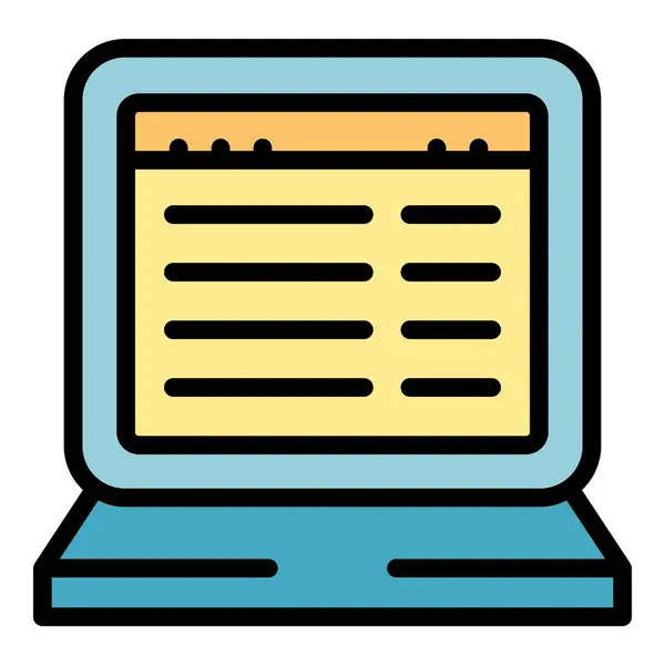 Laptop Case Study Icon Outline Vector Zakelijk Succes Leer Gegevenskleur — Stockvector