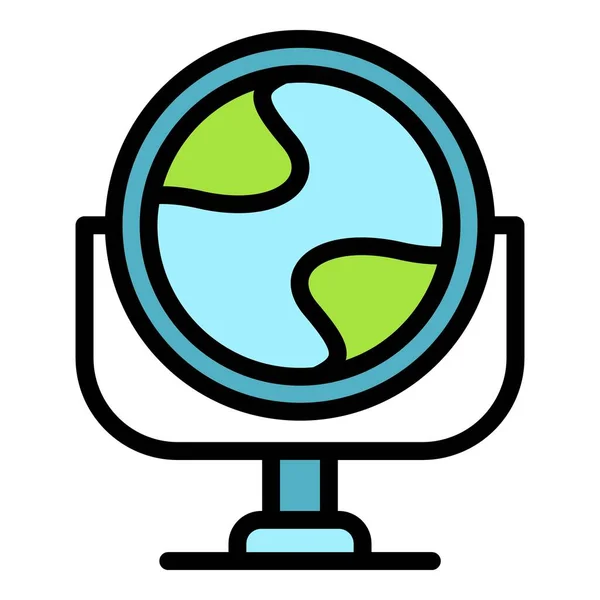 School Globe Icon Outline Vector World Travel Map Global Color — Stock Vector