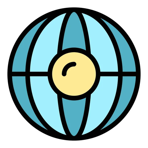 Вектор Контуров Иконок Центра Путешествий Вокруг Карты Цвет Планеты Земля — стоковый вектор
