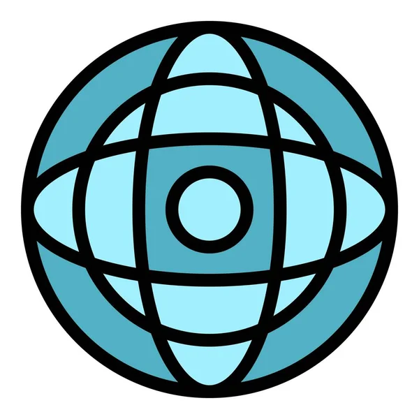 Reise Globus Symbol Umrissvektor Weltweit Tourismuskarte Farblich Flach — Stockvektor
