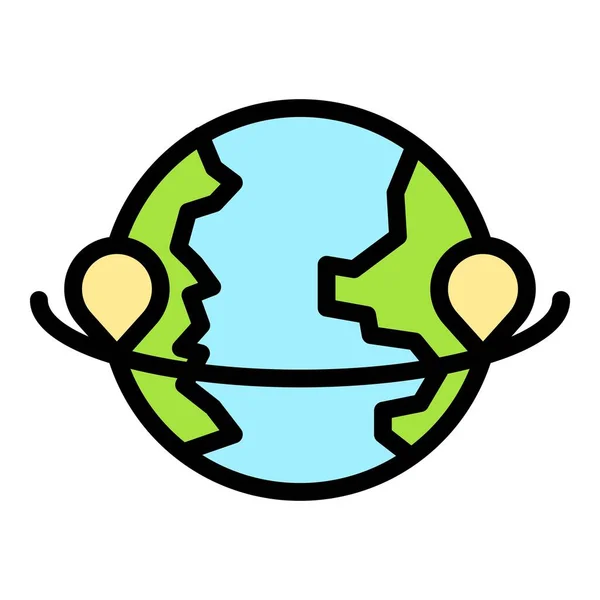 Világ Ikonvektor Körül Globe Utazás Térkép Föld Színe Lapos — Stock Vector