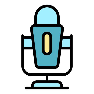 Oyun mikrofon ikonu ana hatları vektörü. İnternet işi. Alışveriş merkezi satışı rengi düz