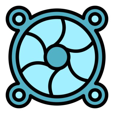 Dizüstü bilgisayar fan simgesi taslak vektörü. Bilgisayarı sakla. Mobil perakende renk düzlüğü