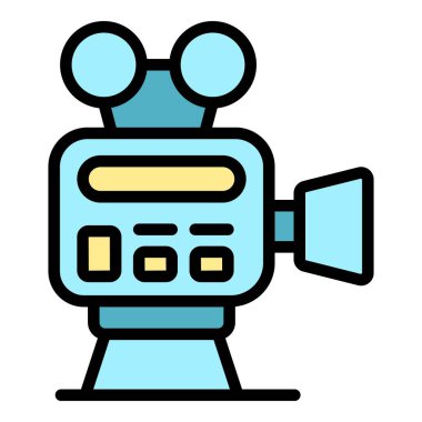Sinema kamera ikonu ana hatlı vektör. Kitap filmi. TV video rengi düz