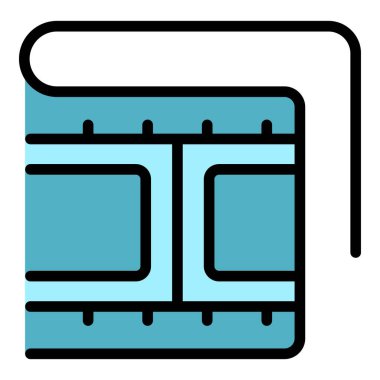 Film ikonu ana hat vektörü. Kitap filmi. Görüntü hareketi rengi düz