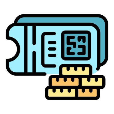 Bilet simgesi taslak vektörü al. Film kitabı. Sinema filmi rengi düz