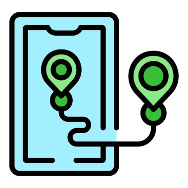 Tablet video rota simgesi ana hat vektörü. Sinema filmi. Mobil hareket rengi düz