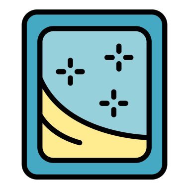 Bulaşık ikonu ana hatları vektörü. Evi temizliyorum. Ev servisi rengi düz