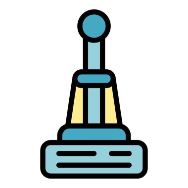 Modern zemin paspas ikonu ana hatları vektörü. Ev servisi. Temizleyici iş rengi düz