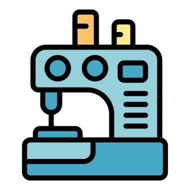 Ev yapımı dikiş makinesi ikonu ana hatları vektörü. Ev işgali. Ev servisi rengi düz