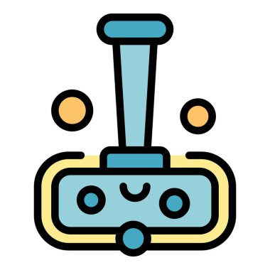 Ev temizliği simgesi ana hatları vektörü. Temizlikçi. Döşeme servisi rengi düz