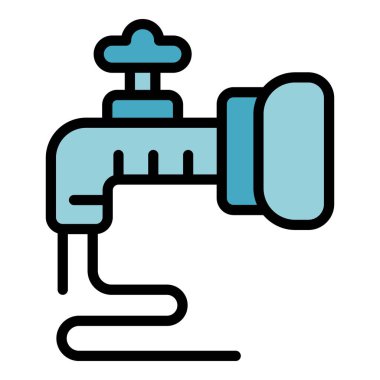 Su musluğu ikonu ana hat vektörü. Ev servisi. Temizlik şirketi rengi düz