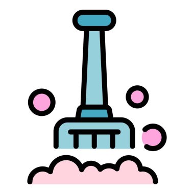 Temizleme ikonu ana hatları vektörü. Ev servisi. Temizleme zemin rengi düz