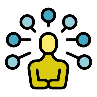 Fikir lideri simgesi ana hatlarını belirler. Kol anahtarı. Medya pazarlama rengi düz