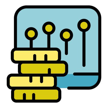 Madeni para lideri simgesi ana hatlarını değiştir. Kilit görüş. Medya pazarlama rengi düz