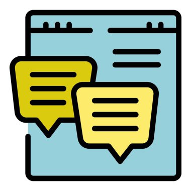 Web çevrimiçi sohbet simgesi ana hatları vektörü. Kol 'un fikri. Sosyal ortam rengi düz