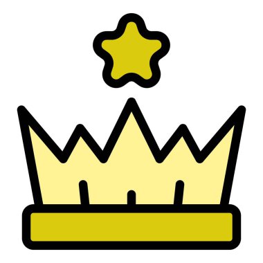 Crown ödül ikonu ana hat vektörü. Piyango çek. Kutu kazananı rengi düz