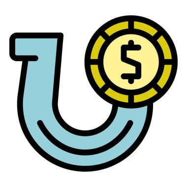 Süpürge kazığı at nalı ikonu ana hat vektörü. Piyango çek. Kutu kazananı rengi düz