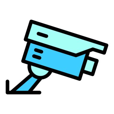 Kamera güvenlik ikonu ana hat vektörü. Otopark. Bölge yeri rengi düz