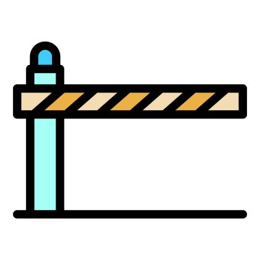 Bariyer simgesi ana hat vektörü park ediliyor. Uzay yeri. Kamu otomobil rengi düz