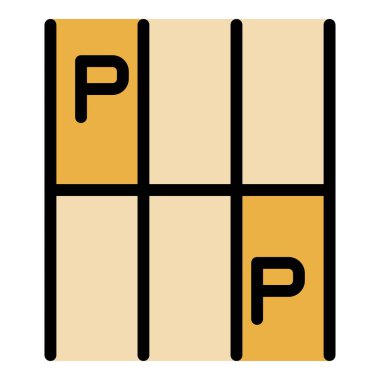 Park yeri simgesi ana hatları vektörü. Otopark. Alan alanı renk düzlüğü