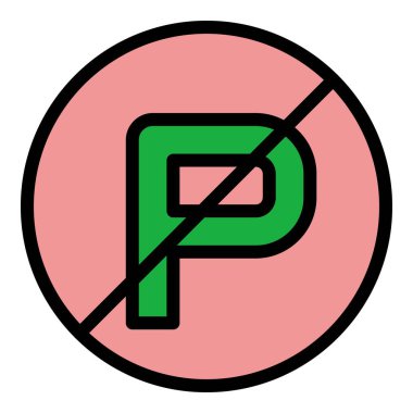 Otopark simgesi ana hat vektörü yok. Park yeri. Bölge trafik rengi düz