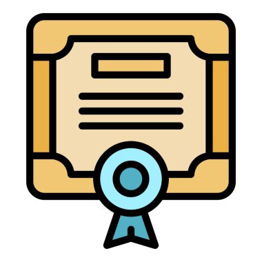 Konferans diploma ikonu ana hatları vektörü. Çevrimiçi grup. Webinar rengi düzleştir