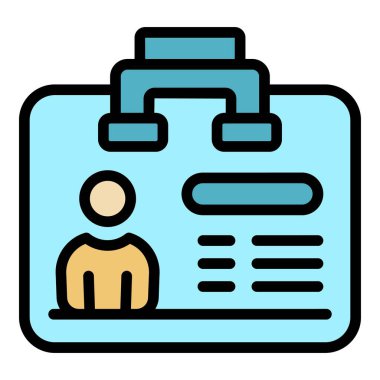 Konferans kimliği simgesi ana hatları vektörü. Bilgisayar videosu. Takım yakınlaştırma rengi düz