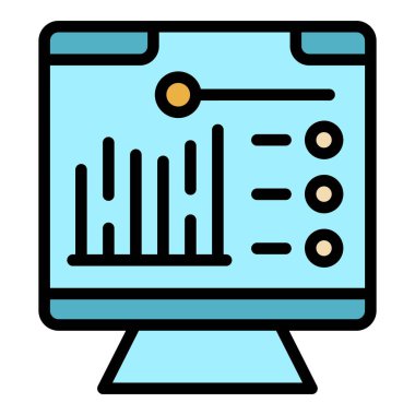 Veri simgesi ana hatlarını görüntüle. Grafik çizelgesi. Veri rengi düz