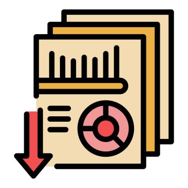 Veri simgesi ana hatlı vektörü indir. Grafik araştırması. Pazar raporu rengi düz