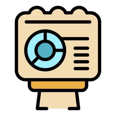 Sonuç veri simgesi ana hatları vektörü. Çizelge araştırması. Pazar raporu rengi düz