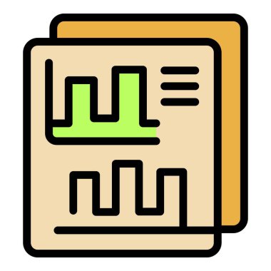 Teknoloji veri simgesi ana hatlı vektör. Grafik çizelgesi. Pazar raporu rengi düz