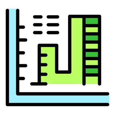 Veri simgesi ana hatlarını analiz et. Araştırma çizelgesi. Pazar raporu rengi düz