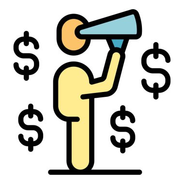 İşçi simgesi taslak vektörü. Para piyasası. Yatırım kârı rengi düz