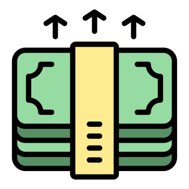 Nakit paketi ana hat vektörü. Şirket parası. Finans piyasası rengi düz