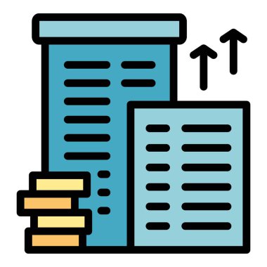 İş geliştirme ikonu ana hatları vektörü. Sermaye. Piyasa yatırımının rengi düz