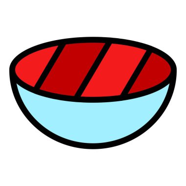 Biftek ikonu ana hatları vektörü. Izgara et. Ateş eti rengi düz