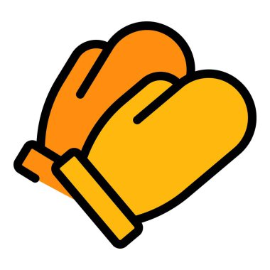 Izgara eldivenleri ikon ana hatları vektörü. Mangal eti. Biftek rengi düz.