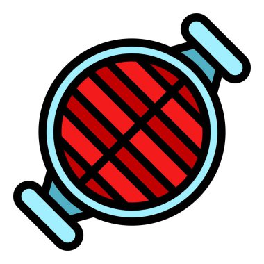 Izgara bbq simgesi ana hat vektörü. Ateş eti. Yemek pişirme rengi düz