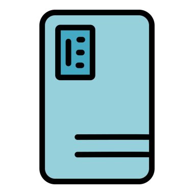 Plastik telefon kutusu ikonu ana hatları vektörü. Mobil koruma. Aygıt koruma rengi düz