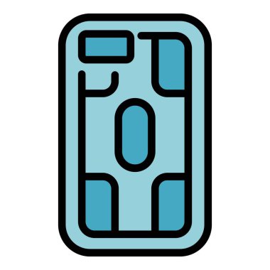 Güçlü telefon kutusu ikonu ana hatları vektörü. Mobil koruma. Aygıt koruma rengi düz