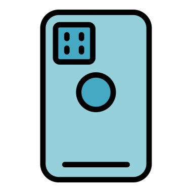 Akıllı telefon kutusu ikon ana hatları vektörü. Mobil koruma. Aygıt rengini koru