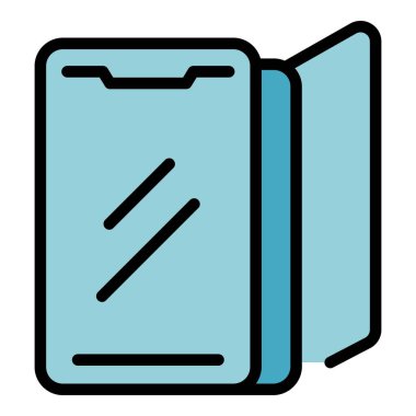 Akıllı Telefon Davası ikonu ana hatları vektörü. Telefon kılıfı. Hücre aygıtı rengi düz