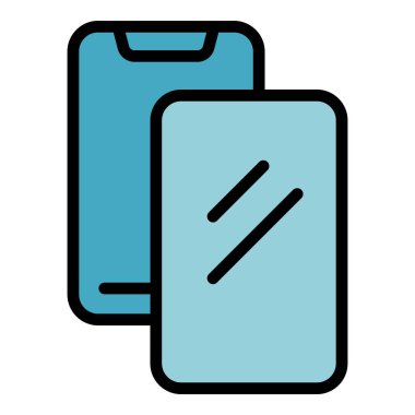 Telefon kutusu simgesi ana hat vektörü. Mobil koruma. Hücre aygıtı rengi düz