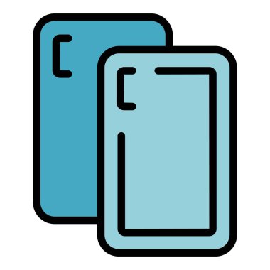 Akıllı Telefon Davası ikonu ana hatları vektörü. Cep telefonu. Kapak cam rengi düz