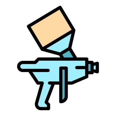 Temiz sprey ikonu ana hatları vektörü. Boya tabancası. Hava fırçası boyacısı rengi düz