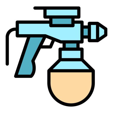 Kaplama püskürtücü ikon ana hatları vektörü. Sprey tabanca. Otomobil rengi düz