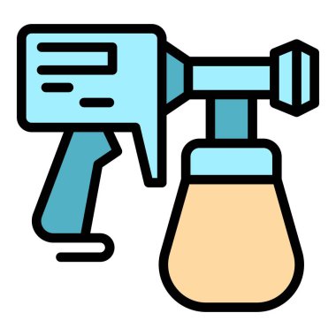 Boya fırçası sprey ikonu ana hatları vektörü. Boya tabancası. Boyacı otomatik gövde rengi düz